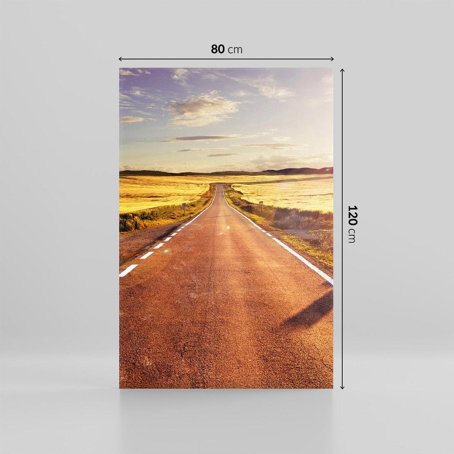 Obraz na płótnie 80x120 - Droga ku zachodowi słońca - droga, zachód