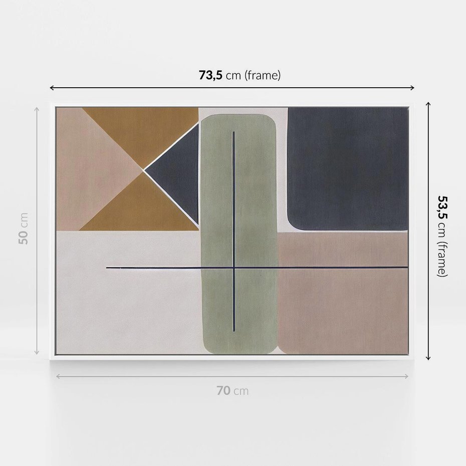 Obraz w ramie 70x50 - Sztuka Abstrakcji - geometryczne kształty, kolorowe prostokąty - rama biała