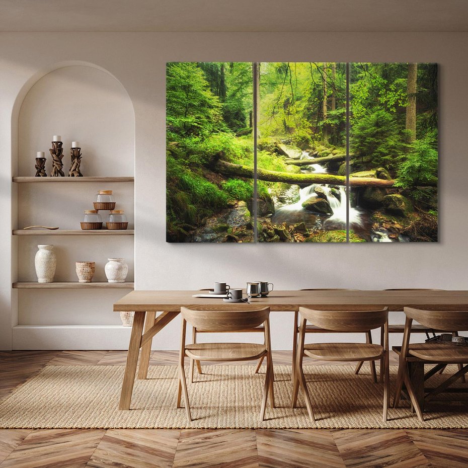 Obraz na płótnie 120x80 - Magiczny Strumień w Lesie - strumień, las