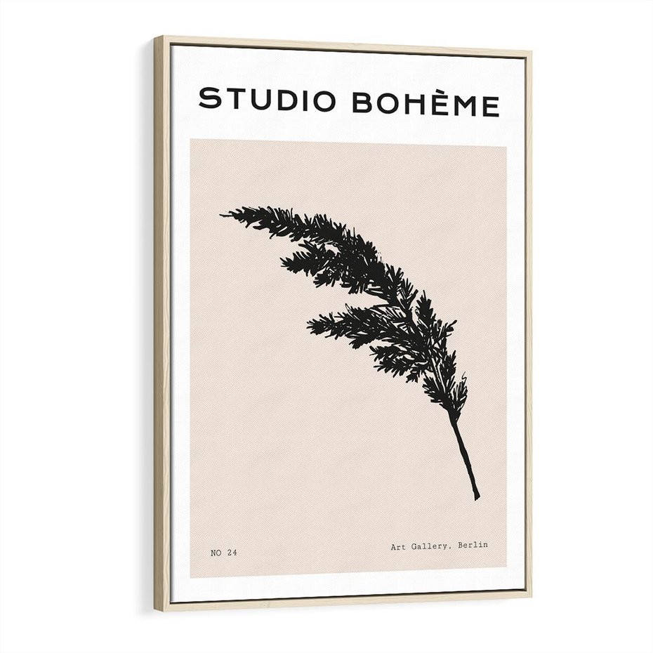 Obraz w ramie 80x120 - Boho Refrakcje Przestrzeni - boho plakat, roślina - rama drewno
