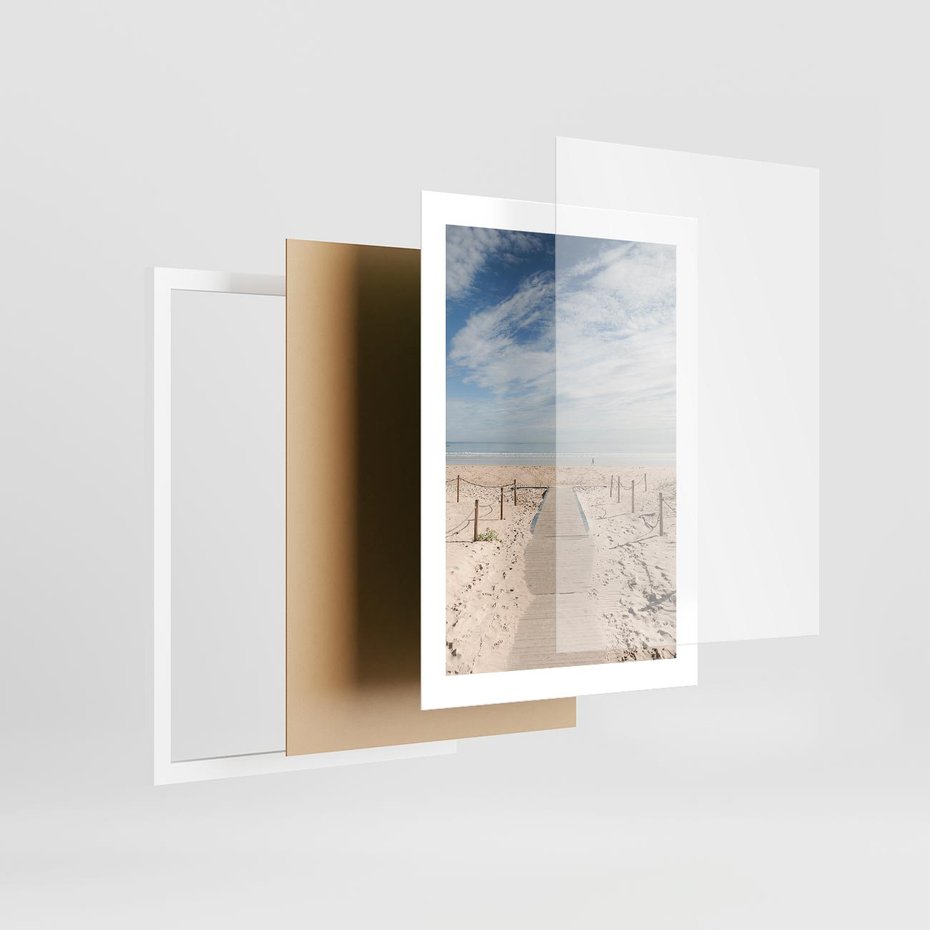 Plakat w ramie 30x40 - Ścieżka na plaży - plaża, ścieżka - rama biała