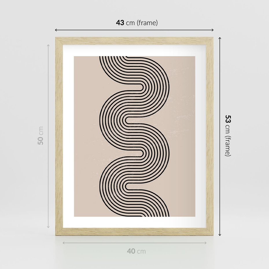 Plakat w ramie 40x50 - Bezgraniczne Odbicia - abstrakcyjne linie, geometria - rama drewno