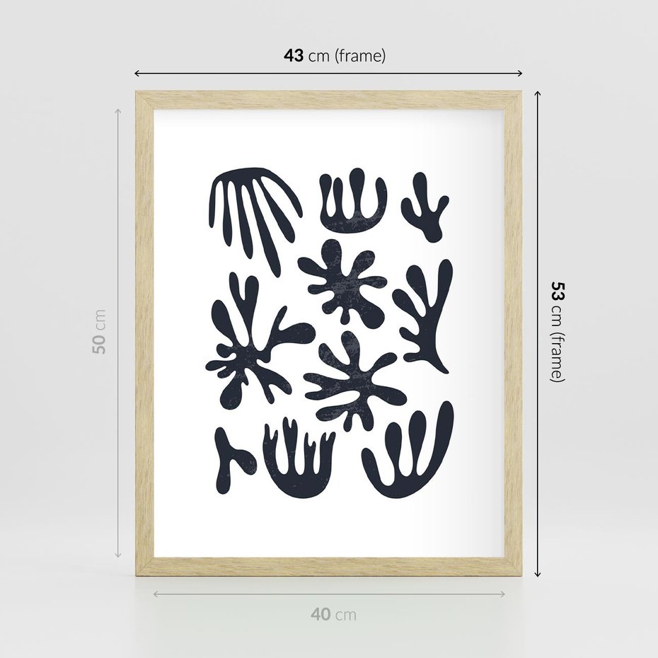 Plakat w ramie 40x50 - Rozmyte Granice Wspomnień - inspiracja mattise, abstrakcja - rama drewno