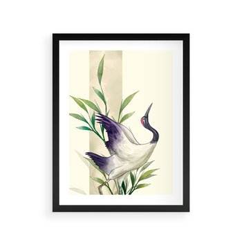 Plakat w ramie 30x40 - Migocące Ptaki - japońska sztuka, ptak - rama czarna