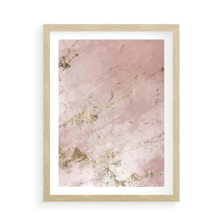 Plakat w ramie 50x70 - Piękno w Szczegółach - marmur, złoto - rama drewno