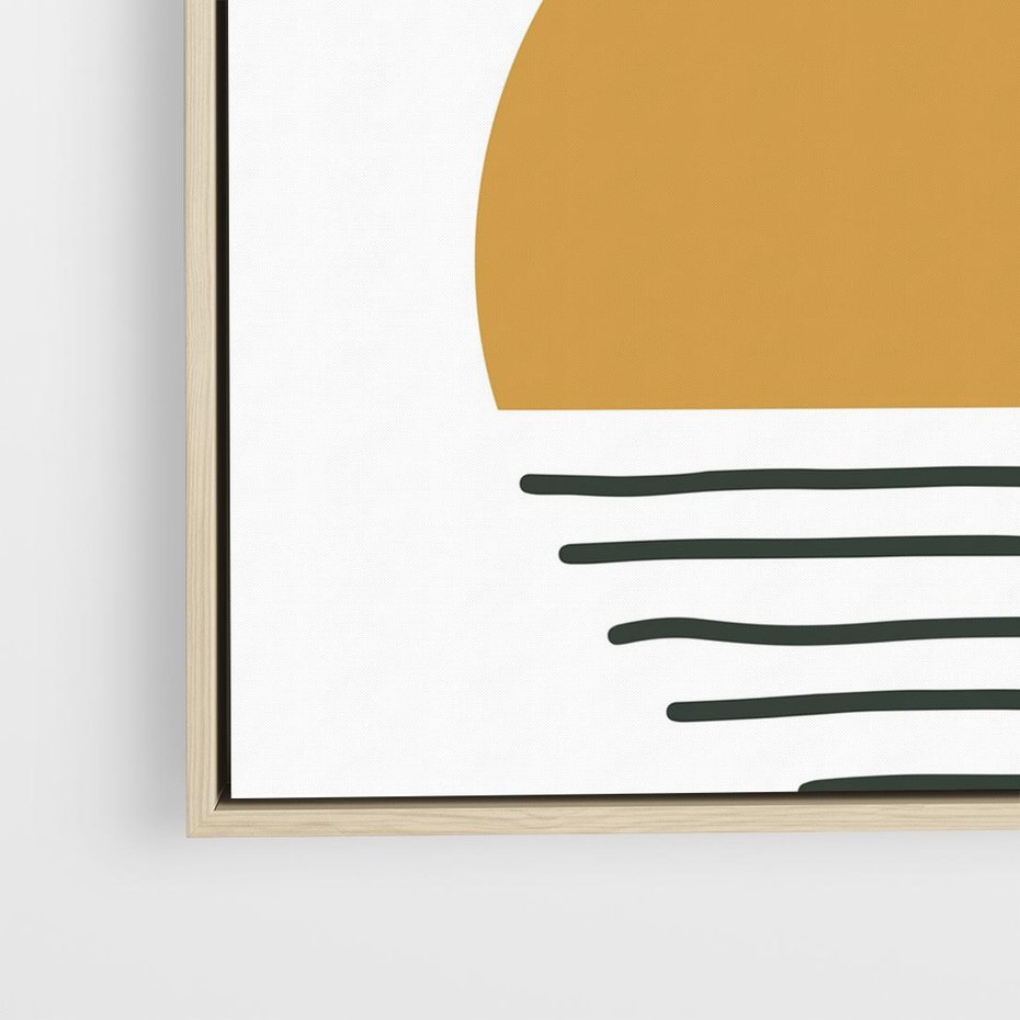 Obraz w ramie 80x80 - Kolory Przyszłości - kompozycja kół i kresek, ciepłe kolory - rama drewno