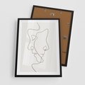 Plakat w ramie 50x70 - Jedna Linia, Dwie Twarze - minimalistyczny plakat, dwie twarze - rama czarna