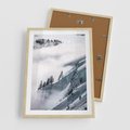 Plakat w ramie 50x70 - Czystość Natury - ośnieżone szczyty górskie, pejzaż - rama drewno
