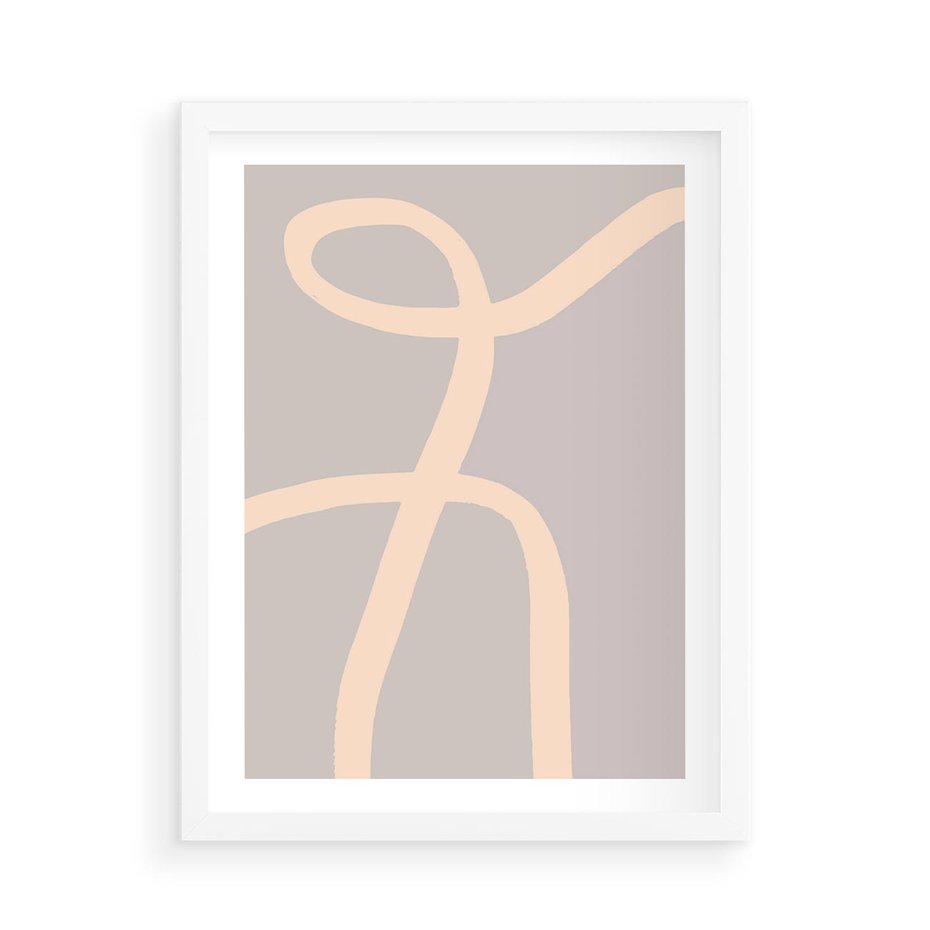 Plakat w ramie 50x70 - Beżowe Boho Zaplątanie - minimalistyczny obraz, nowoczesny - rama biała