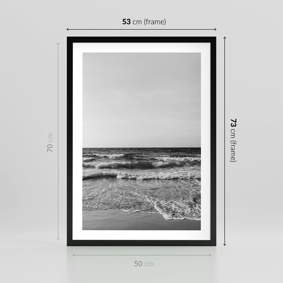 Plakat w ramie 50x70 - Słuchaj Śpiewu Fal - morze, fale - rama czarna