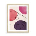 Plakat w ramie 50x70 - Migoczące Echo - abstrakcyjne akwarelowe plamy, nieregularne linie - rama drewno