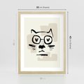 Plakat w ramie 30x40 - Minimalistyczny Kot: Czarna Kreska - kot, grafika - rama drewno