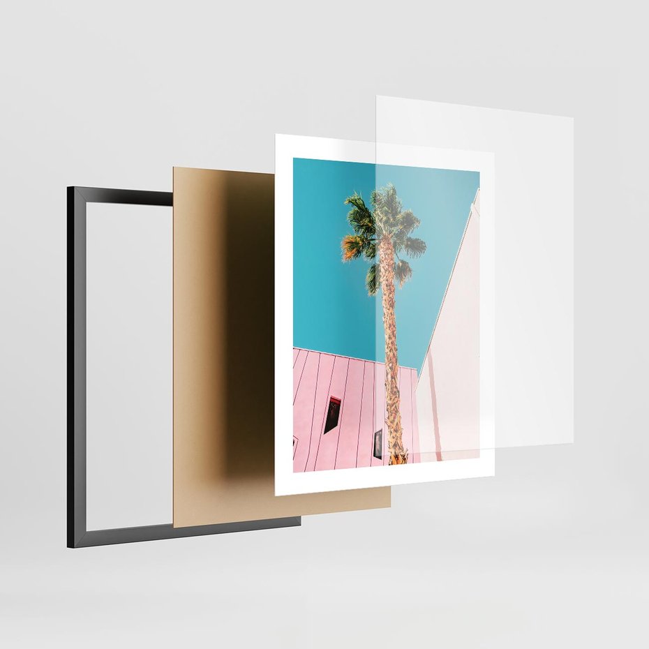 Plakat w ramie 40x50 - Palma w Miami - palma, miami - rama czarna