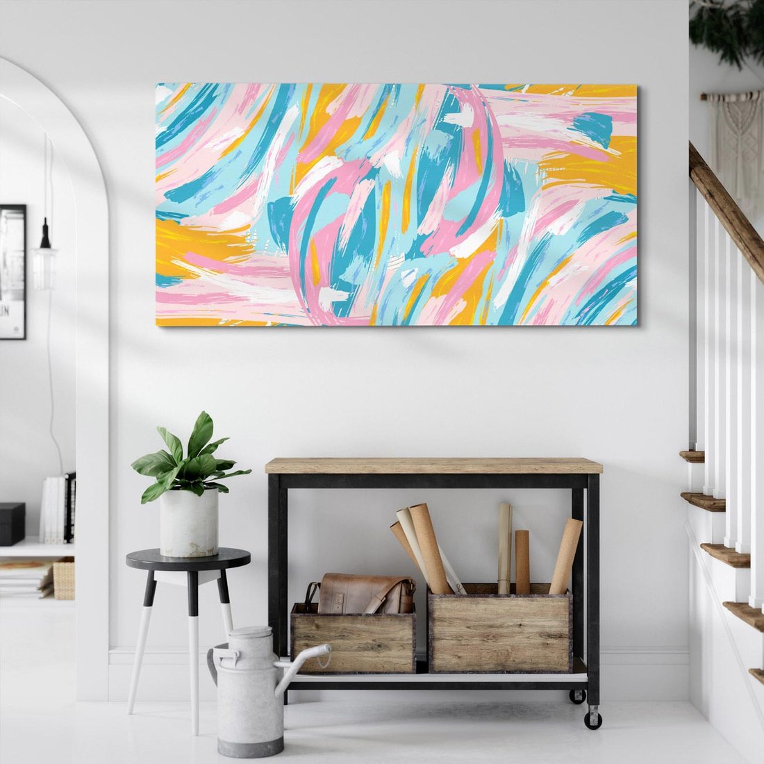 Obraz na płótnie 120x60 - Refleksje w krainie abstrakcji - abstrakcja, energiczne pociągnięcia pędzla