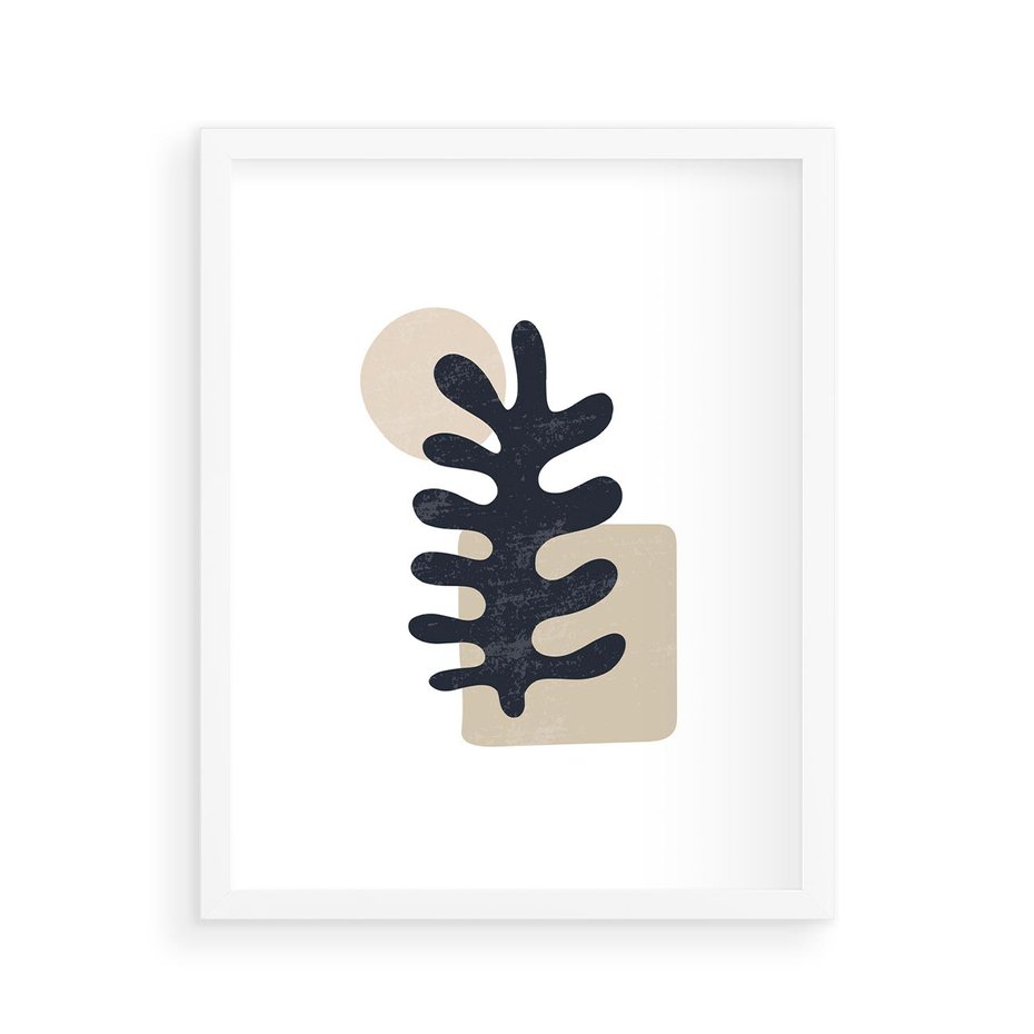 Plakat w ramie 40x50 - Opowieść Przenikających Energii - inspiracja mattise, abstrakcja - rama biała