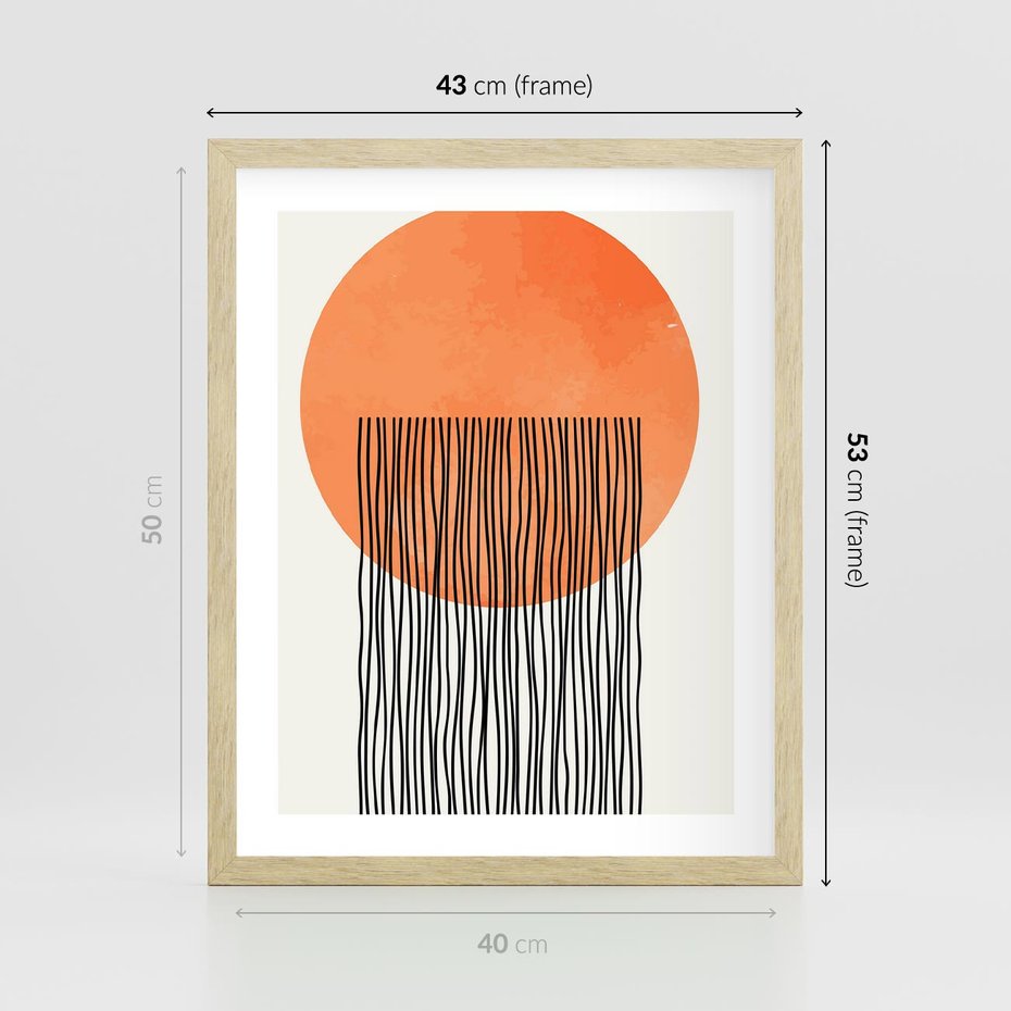 Plakat w ramie 40x50 - Echa Wyobraźni - koło, boho styl - rama drewno