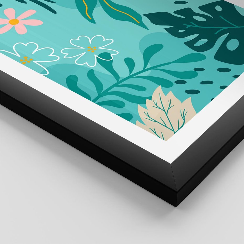 Plakat w ramie 50x70 - Kwiatowe Wibracje - pastelowa kompozycja, kwiaty - rama czarna