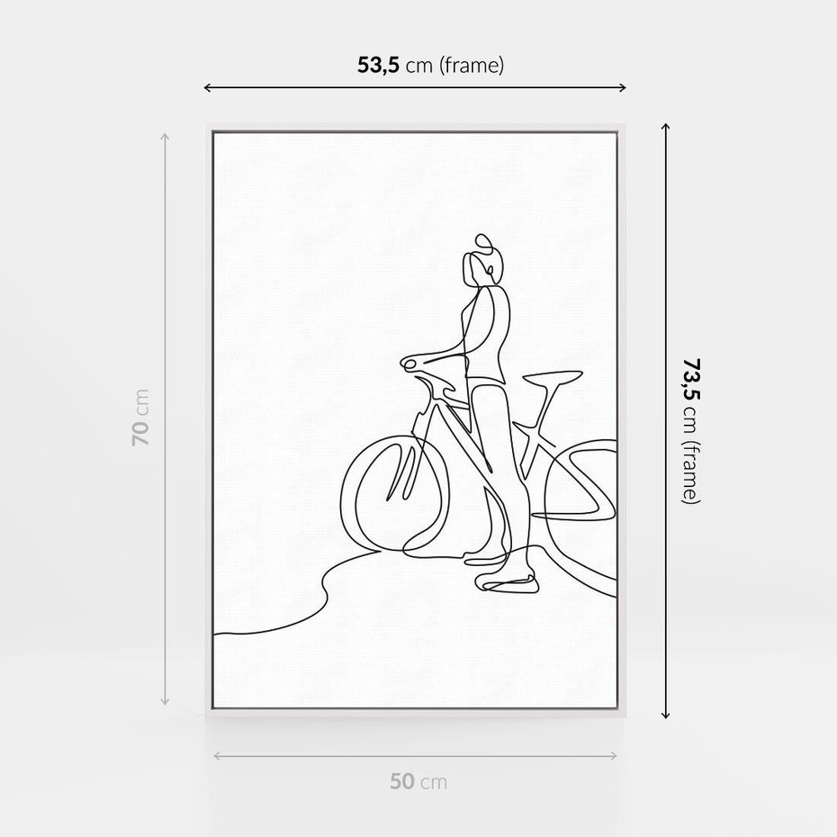 Obraz w ramie 50x70 - Minimalistyczna Przejażdżka - szkic, minimalizm - rama biała