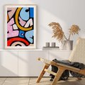 Plakat w ramie 40x50 - Kolory Komiksu - abstrakcyjne formy, komiksowy styl - rama drewno