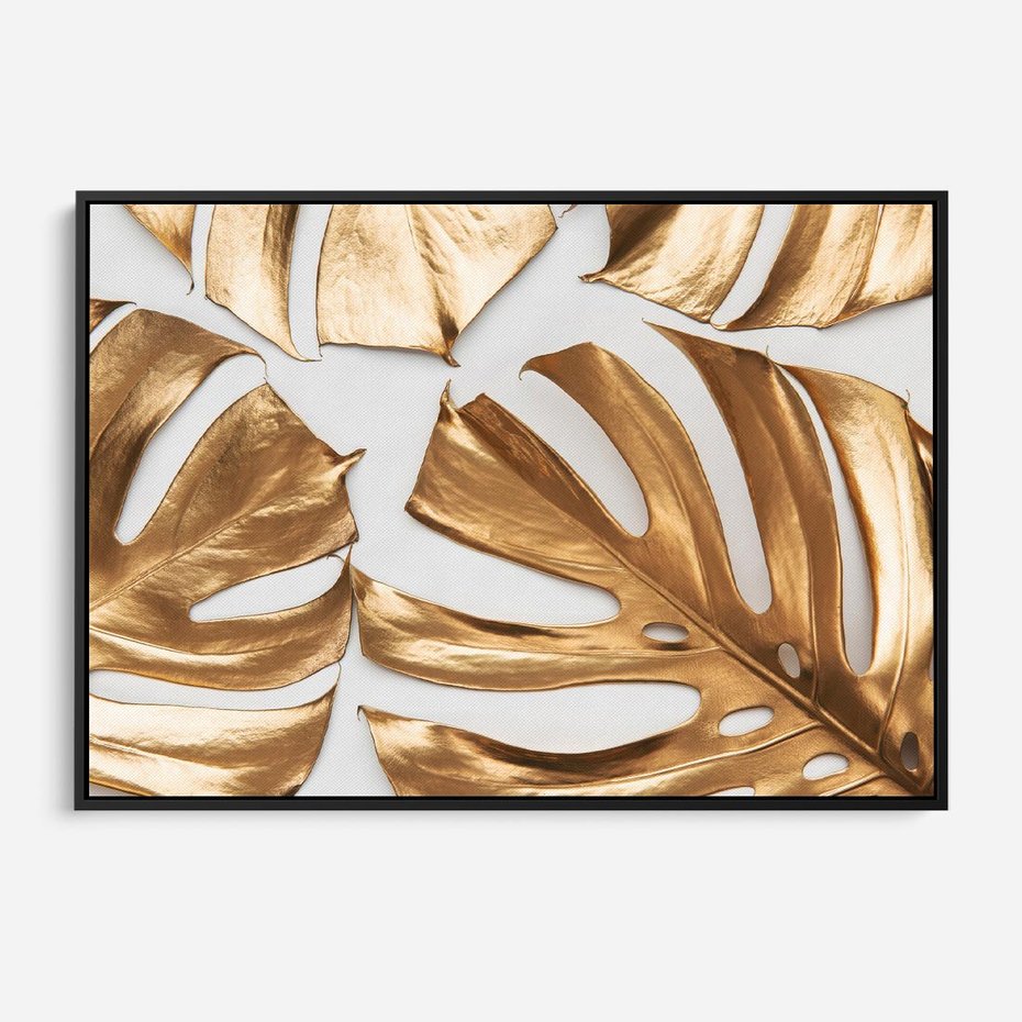 Obraz w ramie 100x70 - Siła Natury - złote, liście - rama czarna