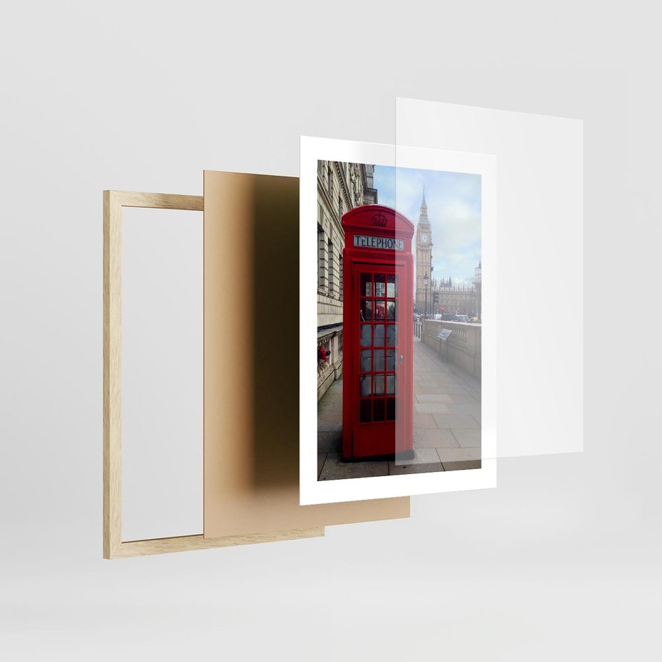 Plakat w ramie 30x40 - Londyńska budka telefoniczna - budka, telefoniczna - rama drewno