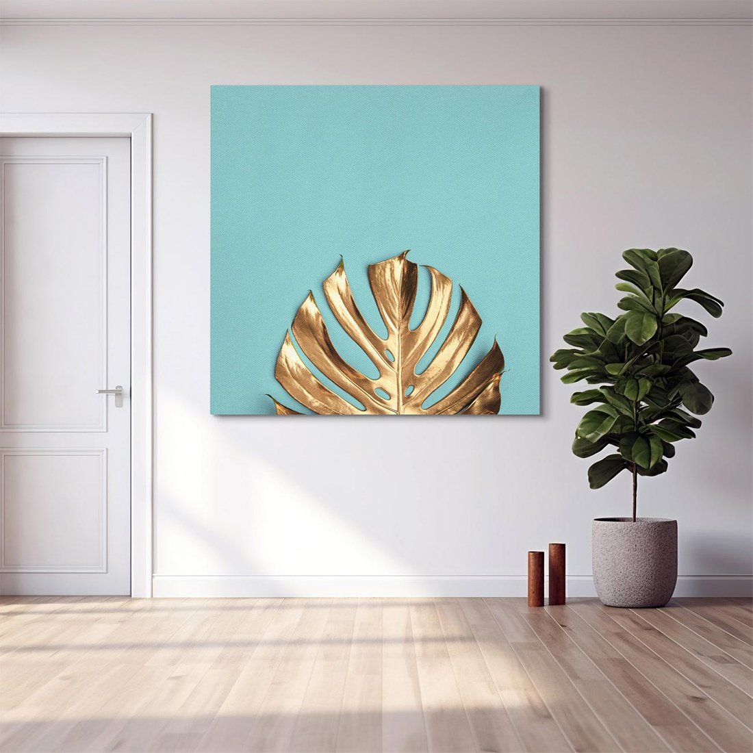 Obraz na płótnie 70x70 - Piękno Natury - złote, liście