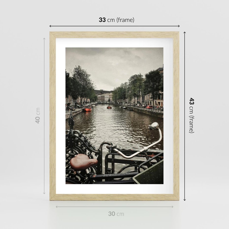 Plakat w ramie 30x40 - Miasto na Wodzie - holenderskie kanały, amsterdam - rama drewno