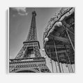 Obraz w ramie 50x50 - Zabawa w Paryżu - czarno białe zdjecie, wieża eiffla - rama biała