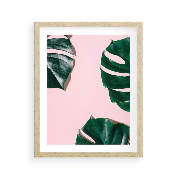 Plakat w ramie 40x50 - Siła Natury - liście, monstera - rama drewno