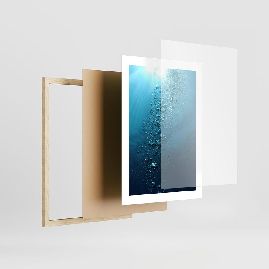 Plakat w ramie 30x40 - Gra Bąbelków - woda, bąbelki - rama drewno