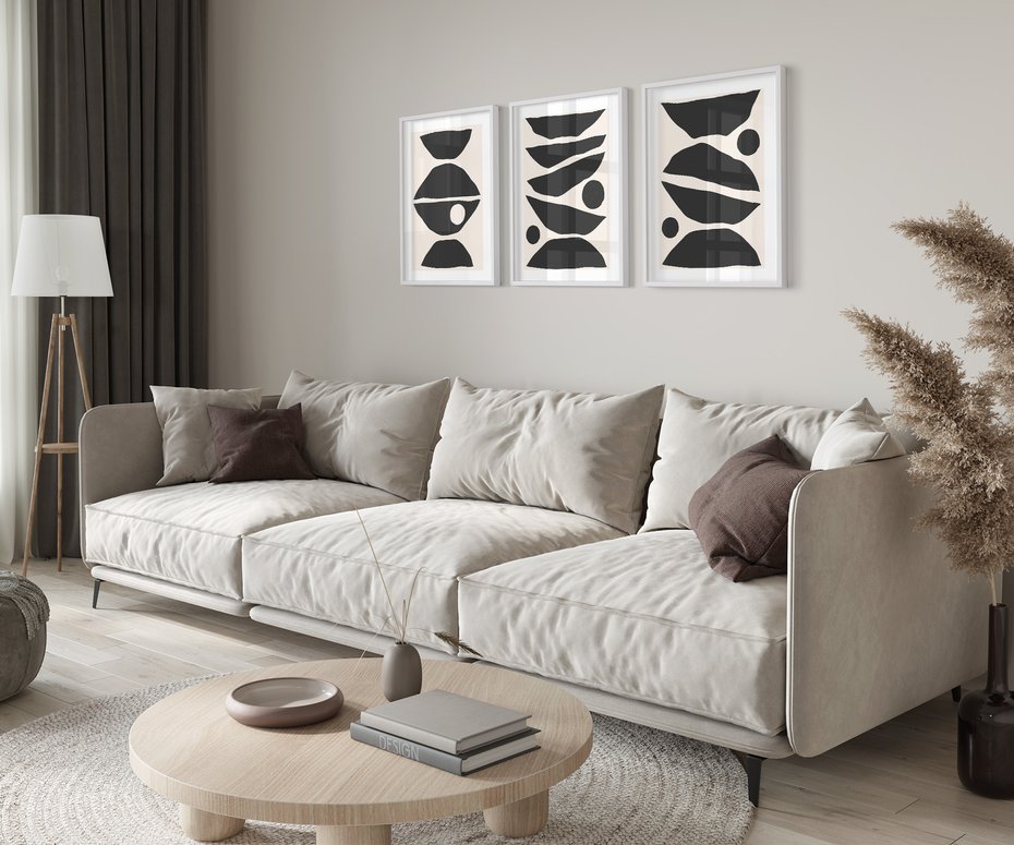 Zestaw obrazy w ramie 40x50 galeria - Abstrakcyjne, kształty, geometryczne - rama biała