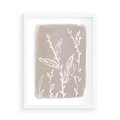 Plakat w ramie 50x70 - Roślinne Przeniknięcia - nowoczesny subtelny plakat, beżowy - rama biała