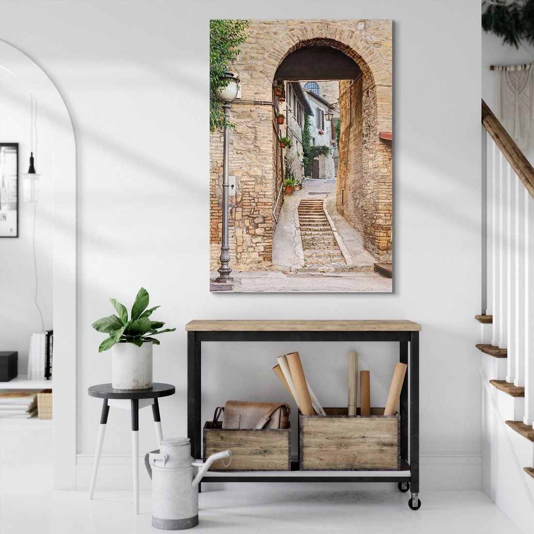 Obraz na płótnie 50x70 - Klimatyczna Uliczka w Grecji - uliczka, Grecja