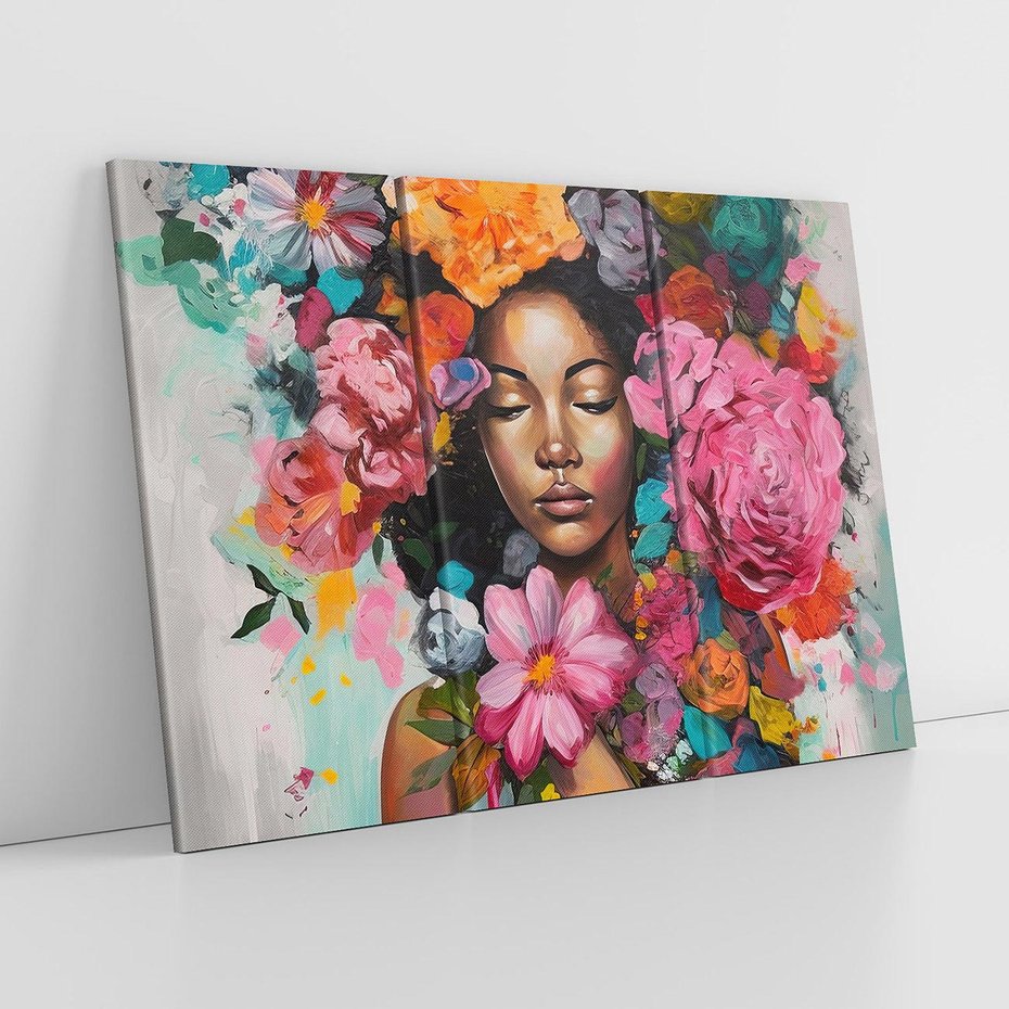 Obraz na płótnie 120x80 - Z Głową w Kwiatach - obraz olejny, sztuka nowoczesna