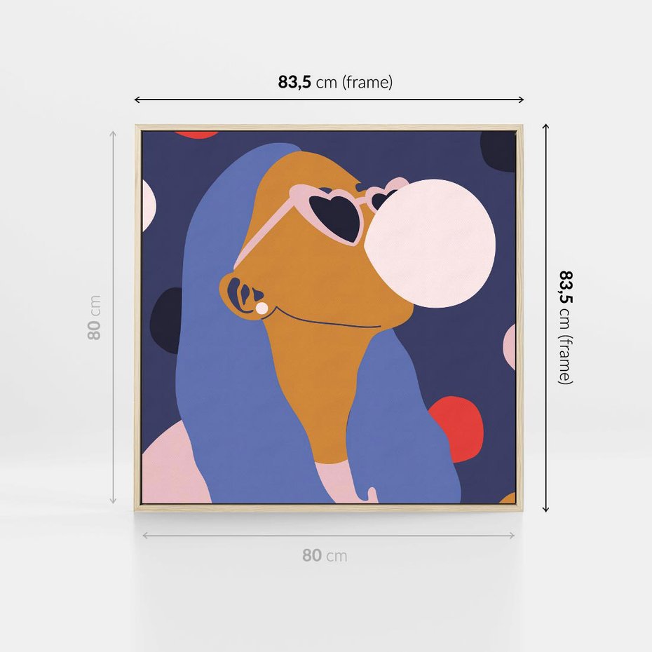 Obraz w ramie 80x80 - Odbicie Kobiety - nowoczesny plakat, styl retro - rama drewno