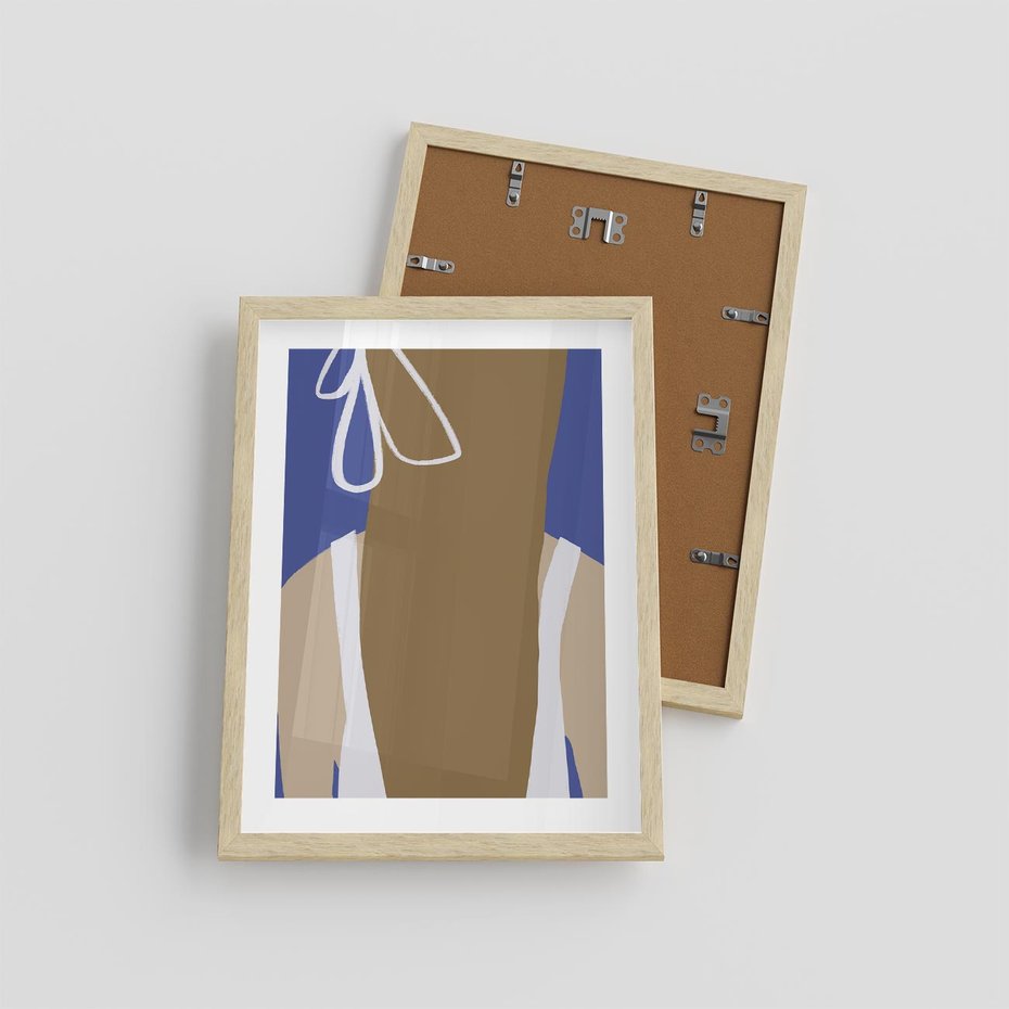 Plakat w ramie 30x40 - Kobieca Inspiracja - plakat retro, kobieta z kokardą - rama drewno