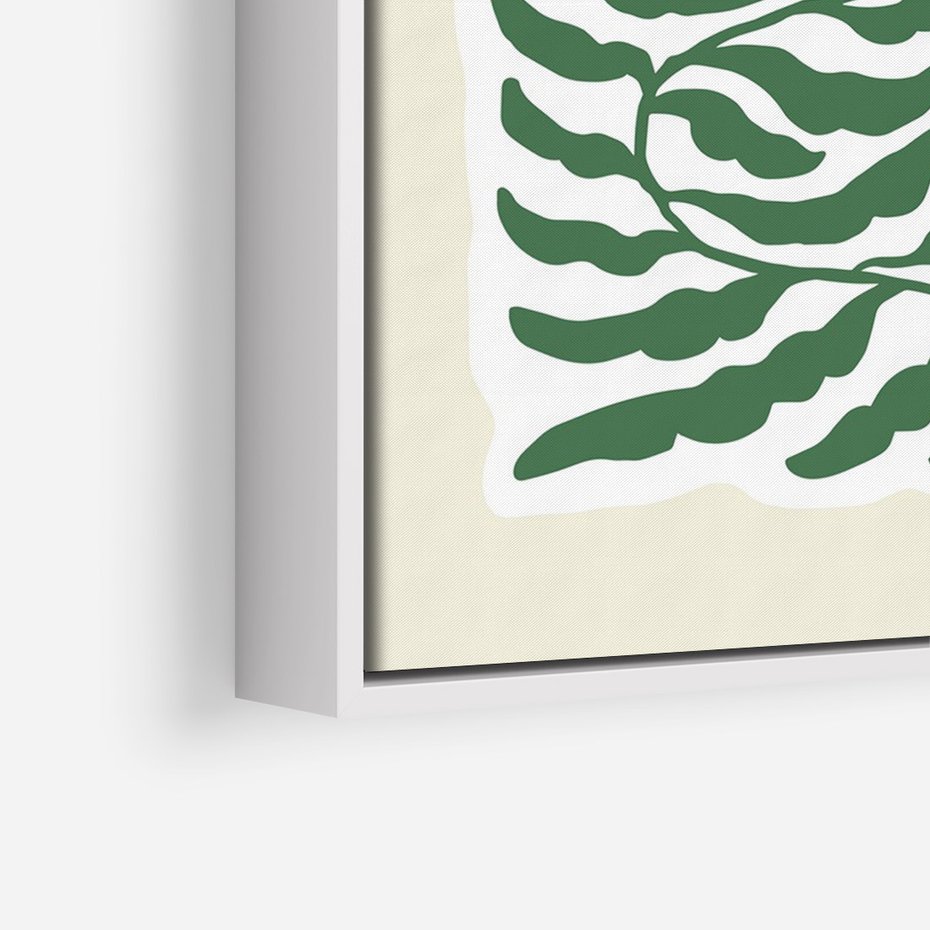 Obraz w ramie 80x120 - Migocące Wzory - abstrakcyjna kompozycja, paprocie - rama biała