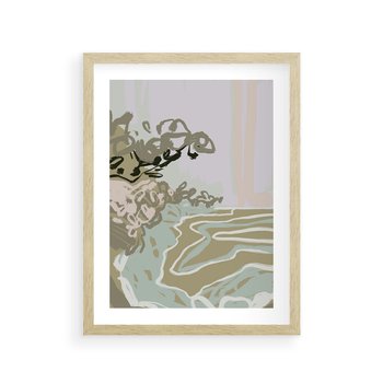 Plakat w ramie 40x50 - Wizja Przestrzeni - pastelowy krajobraz, nowoczesny plakat - rama drewno