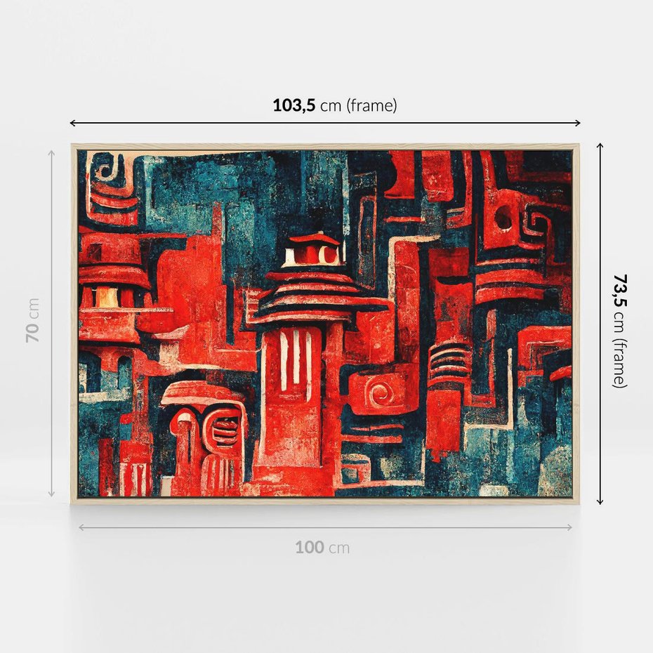 Obraz w ramie 100x70 - Mistyka Wschodnich Światów - orientalna sztuka, nawiązanie do Japonii - rama drewno