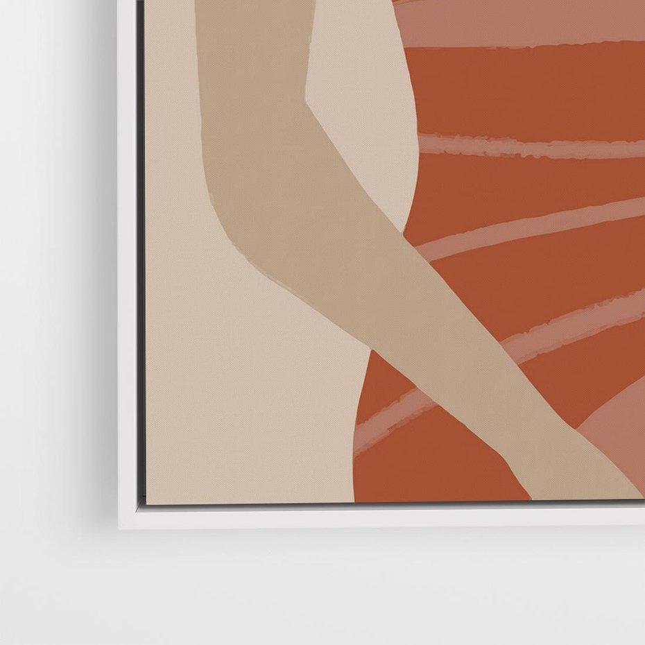 Obraz w ramie 80x80 - Kobiece Retro - minimalistyczny boho plakat, retro kobieta w stroju kąpielowym - rama biała