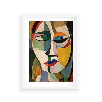 Plakat w ramie 40x50 - Kolorowe Dziwne Wyobrażenia - abstrakcyjny obraz, olejny - rama biała