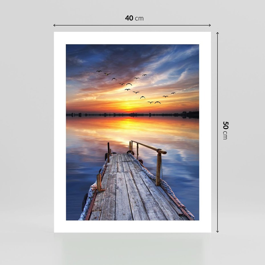 Plakat bez ramy 40x50 - Zachód słońca na pomostcie - pomost, zachód