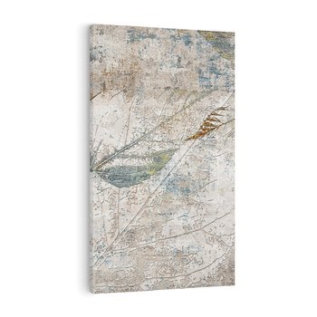 Obraz na płótnie 80x120 - Betonowe Wspomnienia Liści - odciski w betonie, odbitki