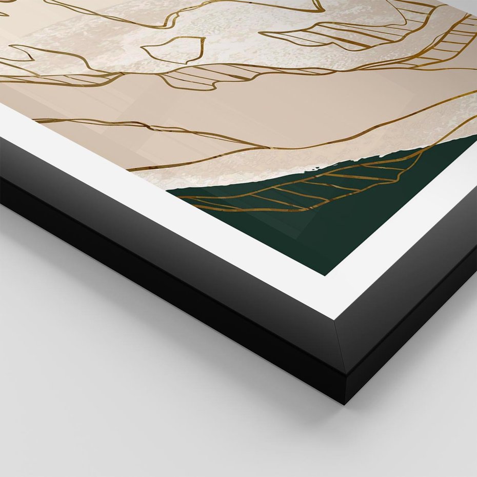 Plakat w ramie 30x40 - Góry w Złocie i Minimalizmie - grafika, złote góry - rama czarna