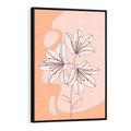 Obraz w ramie 50x70 - Kwiatowa Harmonia - minimalistyczny plakat, pudrowe kwiaty - rama czarna