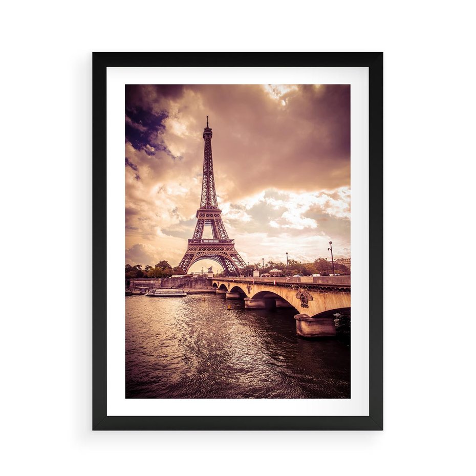 Plakat w ramie 50x70 - Eiffla: ikona Paryża - Eiffla, Paryż - rama czarna