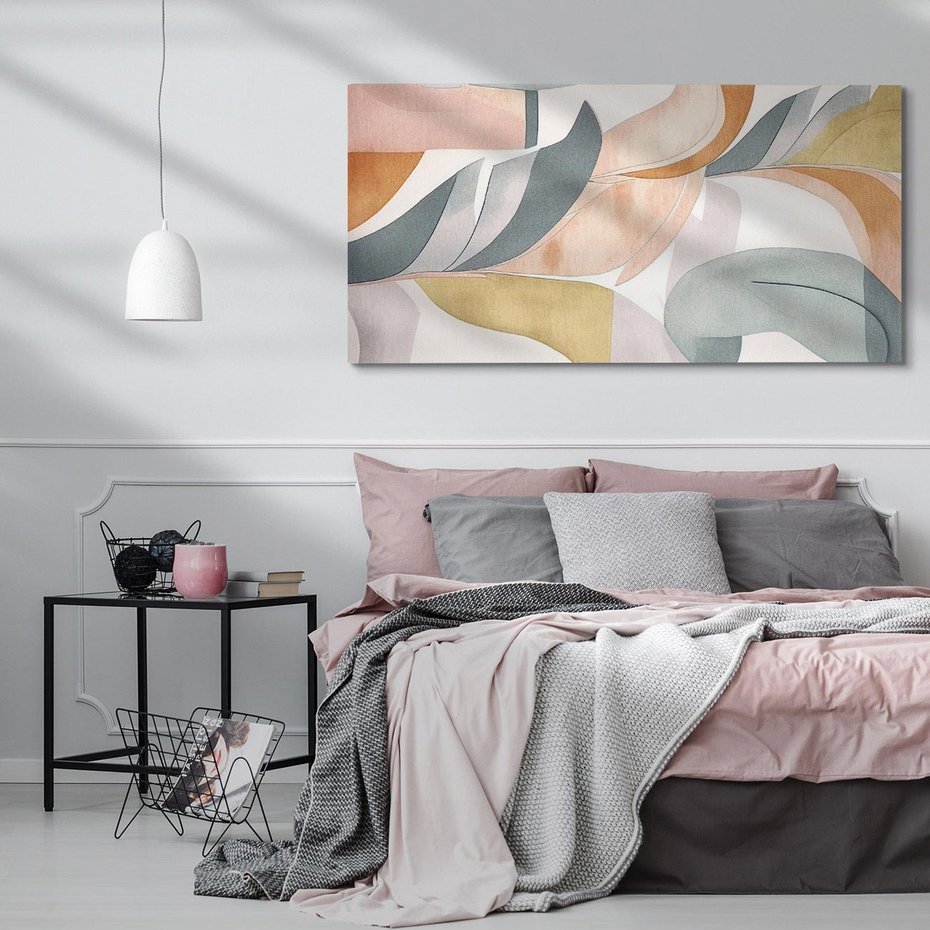 Obraz na płótnie 120x60 - Beżowe Akwarele - pastelowe akwarele, kształty