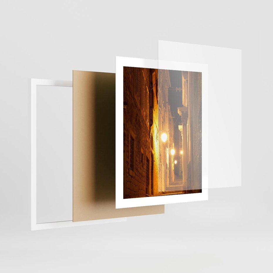 Plakat w ramie 40x50 - Miasto Pod Gwieździstym Niebem - uliczka, perspektywa - rama biała