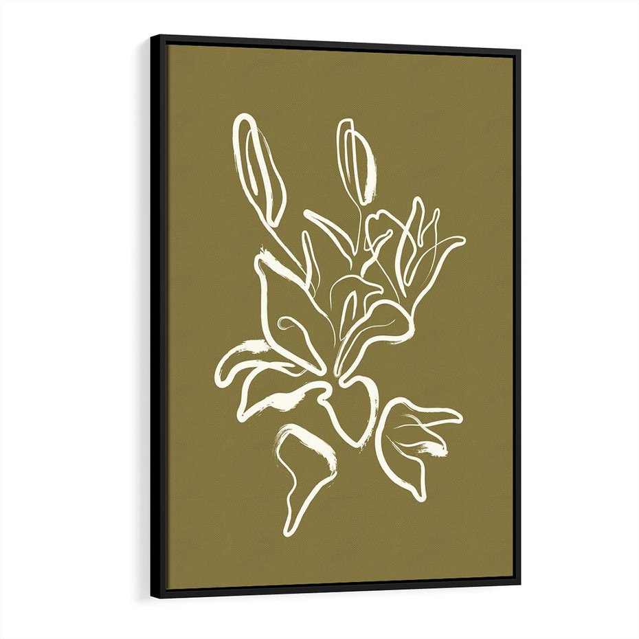 Obraz w ramie 70x100 - Przenikające Barwy - abstrakcyjna roślina, kwiaty - rama czarna