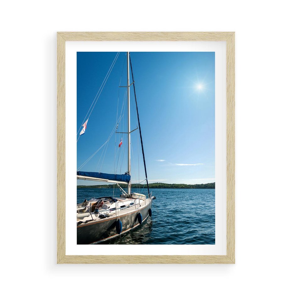 Plakat w ramie 50x70 - Wolność na Horyzoncie - żaglowiec, morze - rama drewno